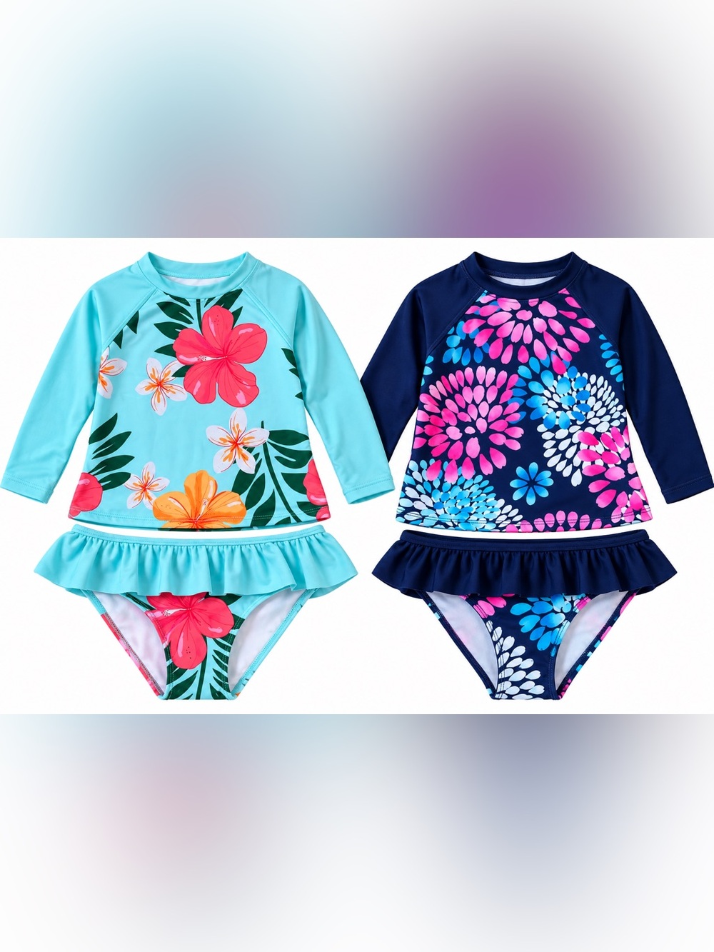TWO Girls' Rash Guard Swim Sets  XXL